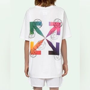 Off White Futura Atoms T-shirt  XL In White With Graphic Print On Front & Back